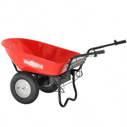 RedRock Wheelbarrow Utility Cart Powered 24V 180W AGM Battery 330lbs 150kgs Capacity Dump Material Debris Hauler