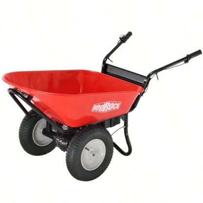 RedRock Wheelbarrow Utility Cart Powered 24V 180W AGM Battery 330lbs 150kgs Capacity Dump Material Debris Hauler
