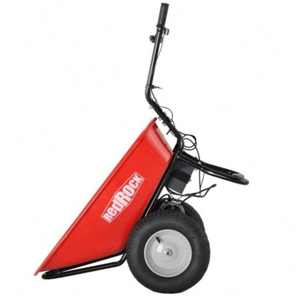 RedRock Wheelbarrow Utility Cart Powered 24V 180W AGM Battery 330lbs 150kgs Capacity Dump Material Debris Hauler