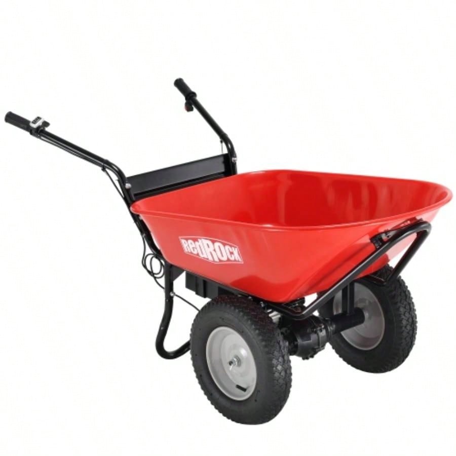 RedRock Wheelbarrow Utility Cart Powered 24V 180W AGM Battery 330lbs 150kgs Capacity Dump Material Debris Hauler