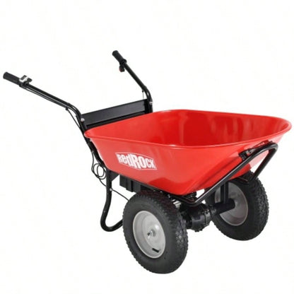 RedRock Wheelbarrow Utility Cart Powered 24V 180W AGM Battery 330lbs 150kgs Capacity Dump Material Debris Hauler