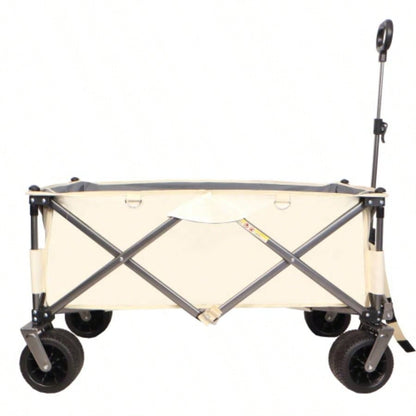 Folding Wagon, Heavy Duty Utility Beach Wagon Cart Sand with Big Wheels, Adjustable HandleDrink Holders Shopping, Camping, Garden and Outdoor