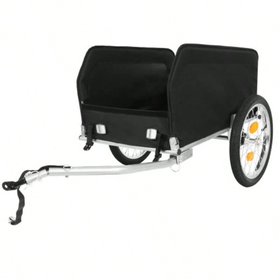 Heavy - Duty Bike Cargo Trailer with Removable Waterproof Cover - 88 lbs Capacity, 16 All - Terrain Wheels Foldable Design Camping, Groceries red black