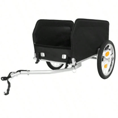 Heavy - Duty Bike Cargo Trailer with Removable Waterproof Cover - 88 lbs Capacity, 16 All - Terrain Wheels Foldable Design Camping, Groceries red black