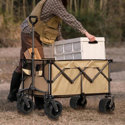 Heavy - Duty 360lb Capacity Foldable Utility Wagon - All - Terrain Quiet Wheels, Adjustable Handle Cup Holders Camping, Gardening, Picnic, Sports, and Shopping, grayish - brown