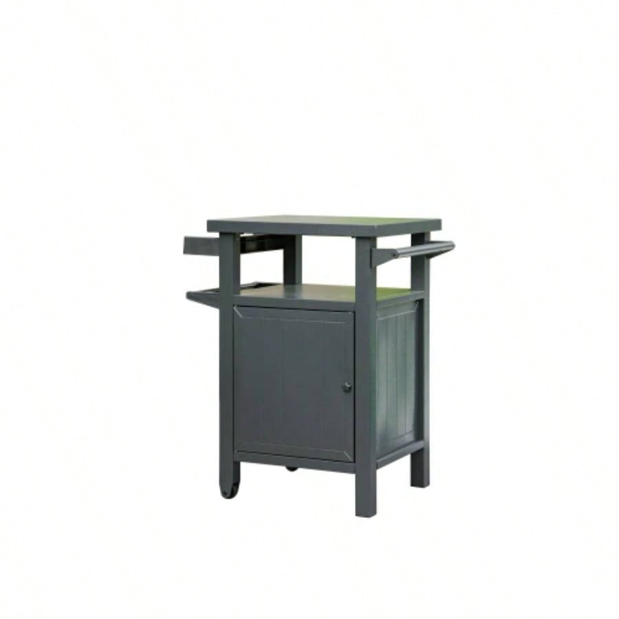 Grill Carts Outdoor Storage Cabinet with Wheels, Metal Outdoor Grill Table Kitchen Dining Table Cooking Prep BBQ Table Patio, Kitchen Island, Home Party, Bar