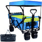 Collapsible Wagon 140L Wagons Carts Foldable with Removable Canopy, Folding Wagon Cart with Wheels All - Terrain with Brake, Foldable Wagon with Cooler Bag, Camping Beach Shopping