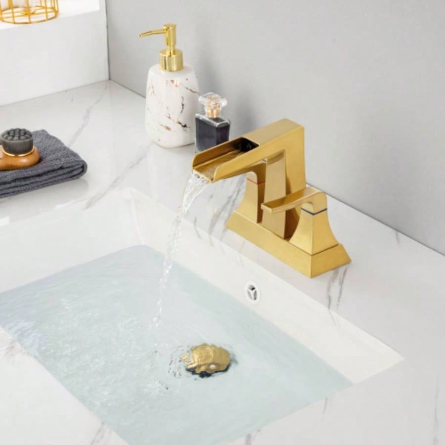 Widespread Bathroom Sink Faucet Brushed Gold