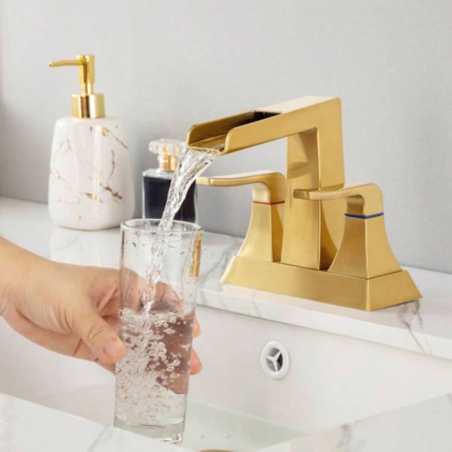 Widespread Bathroom Sink Faucet Brushed Gold