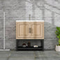 24 Bathroom Vanity with White Ceramic Sink Hot and Cold Faucet, Freestanding Bathroom Cabinet with 2 Storage Doors and Open iron Shelf Bathroom