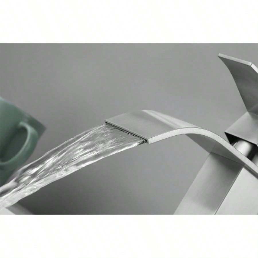 Waterfall Spout Single Handle Bathroom Sink Faucet