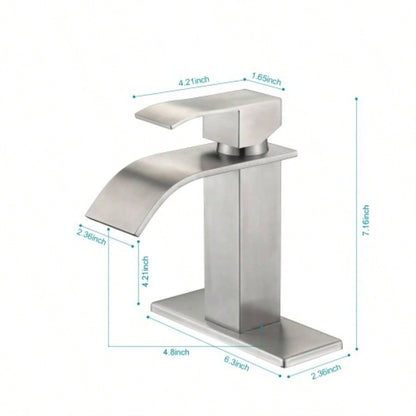 Waterfall Spout Single Handle Bathroom Sink Faucet