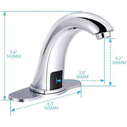 Automatic Sensor Touchless Bathroom Sink Faucet with Deck Plate, Vanity Faucets, Hands Bathroom Tap with Cold and Hot Mixer
