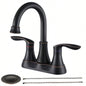 2 - Handle 4 - Inch Oil Rubbed Bronze Bathroom Faucet, Bathroom Vanity Sink Faucets with - up Drain and Supply Hoses
