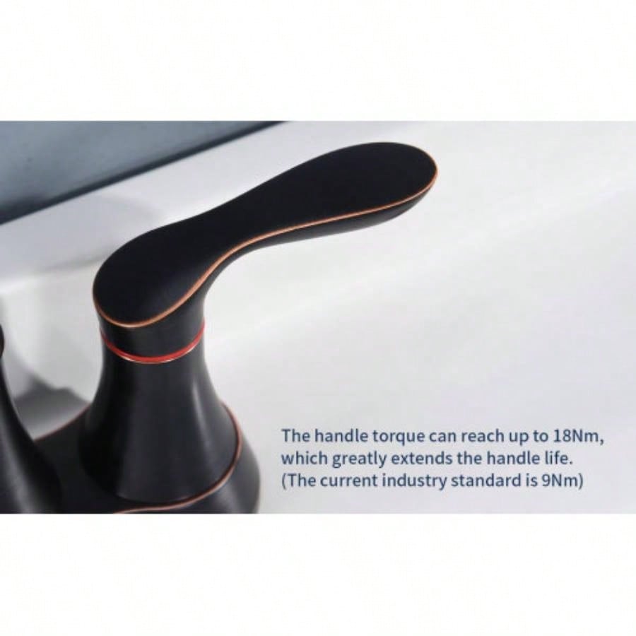 2 - Handle 4 - Inch Oil Rubbed Bronze Bathroom Faucet, Bathroom Vanity Sink Faucets with - up Drain and Supply Hoses
