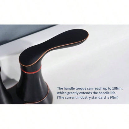 2 - Handle 4 - Inch Oil Rubbed Bronze Bathroom Faucet, Bathroom Vanity Sink Faucets with - up Drain and Supply Hoses