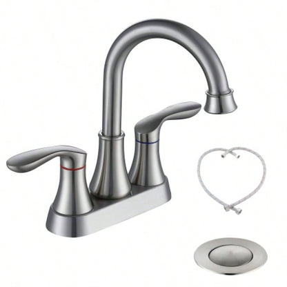 2 - Handle 4 - Inch Oil Rubbed Bronze Bathroom Faucet, Bathroom Vanity Sink Faucets with - up Drain and Supply Hoses