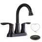 2 - Handle 4 - Inch Oil Rubbed Bronze Bathroom Faucet, Bathroom Vanity Sink Faucets with - up Drain and Supply Hoses