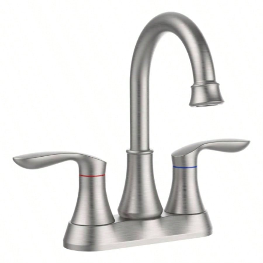 2 - Handle 4 - Inch Oil Rubbed Bronze Bathroom Faucet, Bathroom Vanity Sink Faucets with - up Drain and Supply Hoses