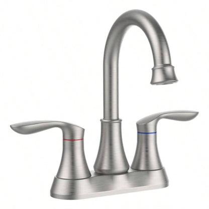 2 - Handle 4 - Inch Oil Rubbed Bronze Bathroom Faucet, Bathroom Vanity Sink Faucets with - up Drain and Supply Hoses