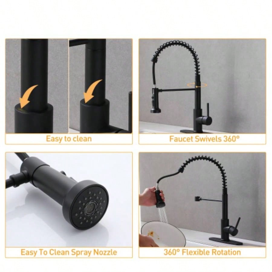 Premium Stainless Steel Pull - Out Kitchen Faucet with Flexible Spray Effortless Sink Tasks - Durable Design