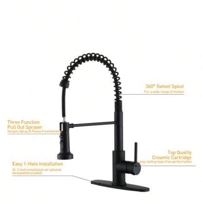 Premium Stainless Steel Pull - Out Kitchen Faucet with Flexible Spray Effortless Sink Tasks - Durable Design