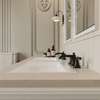 Matte Black Widespread Waterfall Bathroom Faucet with - Up Drain