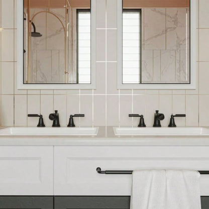 Matte Black Widespread Waterfall Bathroom Faucet with - Up Drain