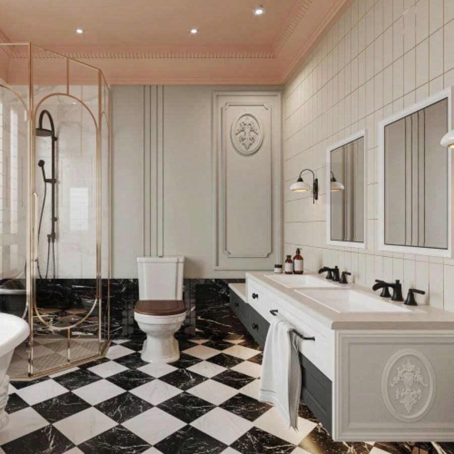 Matte Black Widespread Waterfall Bathroom Faucet with - Up Drain