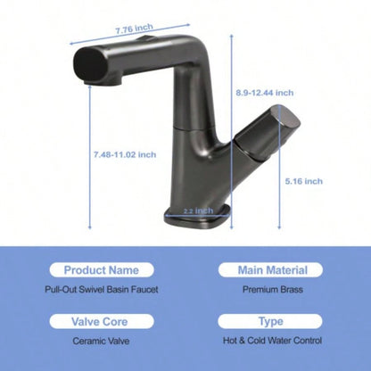 Pull - Down Bathroom Sink Faucet with Three Modes, Gunmetal Black