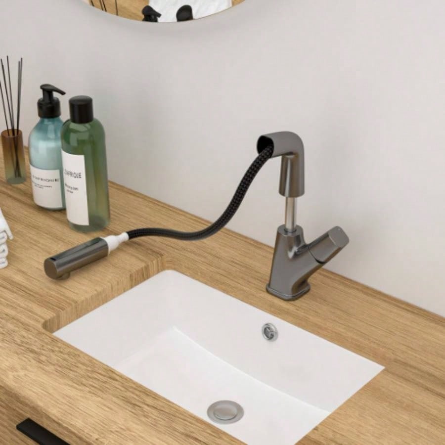 Pull - Down Bathroom Sink Faucet with Three Modes, Gunmetal Black