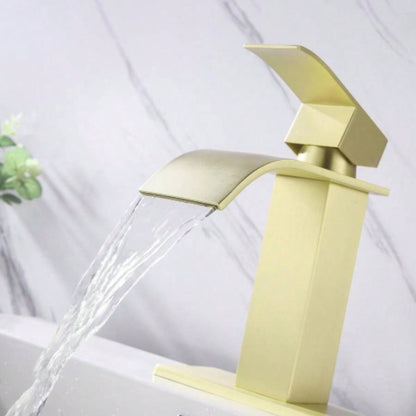 Waterfall Spout Bathroom Faucet, Single Handle Bathroom Vanity Sink Faucet