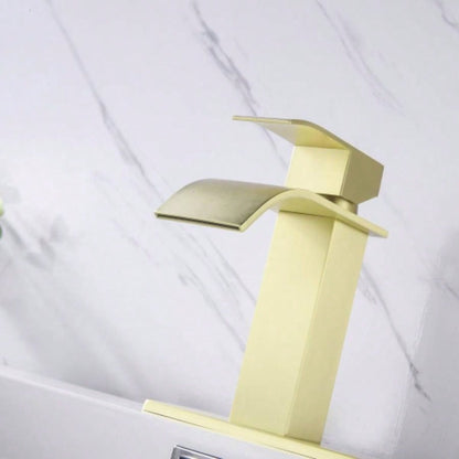 Waterfall Spout Bathroom Faucet, Single Handle Bathroom Vanity Sink Faucet