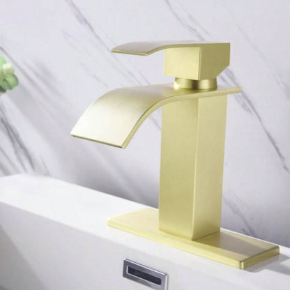 Waterfall Spout Bathroom Faucet, Single Handle Bathroom Vanity Sink Faucet