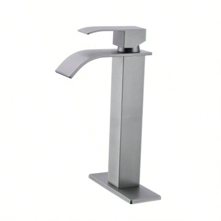 Waterfall Spout Bathroom Faucet, Single Handle Bathroom Vanity Sink Faucet