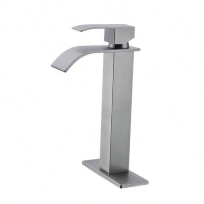 Waterfall Spout Bathroom Faucet, Single Handle Bathroom Vanity Sink Faucet