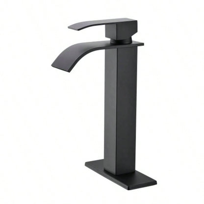 Waterfall Spout Bathroom Faucet, Single Handle Bathroom Vanity Sink Faucet