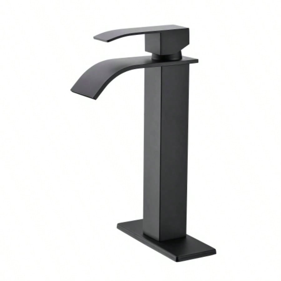 Waterfall Spout Bathroom Faucet, Single Handle Bathroom Vanity Sink Faucet
