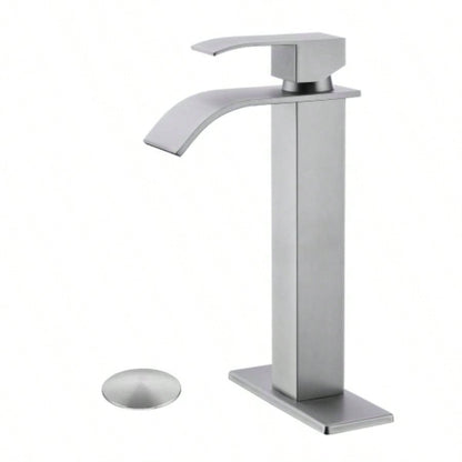 Waterfall Spout Bathroom Faucet, Single Handle Bathroom Vanity Sink Faucet