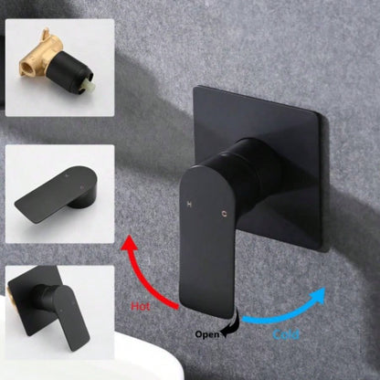 Matte Balck Wall Mount Bathroom Sink Faucet, Single Handle Bathtub Faucet with Waterfall Spout Brass Rough - in Included