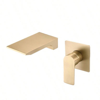 Matte Balck Wall Mount Bathroom Sink Faucet, Single Handle Bathtub Faucet with Waterfall Spout Brass Rough - in Included