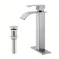 Waterfall Spout Bathroom Sink Single Handle Faucet with - Up Drain No Overflow