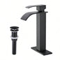 Waterfall Spout Bathroom Sink Single Handle Faucet with - Up Drain No Overflow
