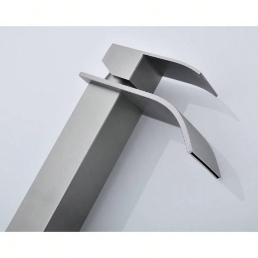 Waterfall Spout Bathroom Sink Single Handle Faucet with - Up Drain No Overflow