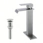 Waterfall Spout Bathroom Sink Single Handle Faucet with - Up Drain No Overflow