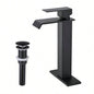 Waterfall Spout Bathroom Sink Single Handle Faucet with - Up Drain No Overflow