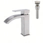 Waterfall Spout Bathroom Sink Single Handle Faucet with - Up Drain No Overflow