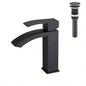 Waterfall Spout Bathroom Sink Single Handle Faucet with - Up Drain No Overflow