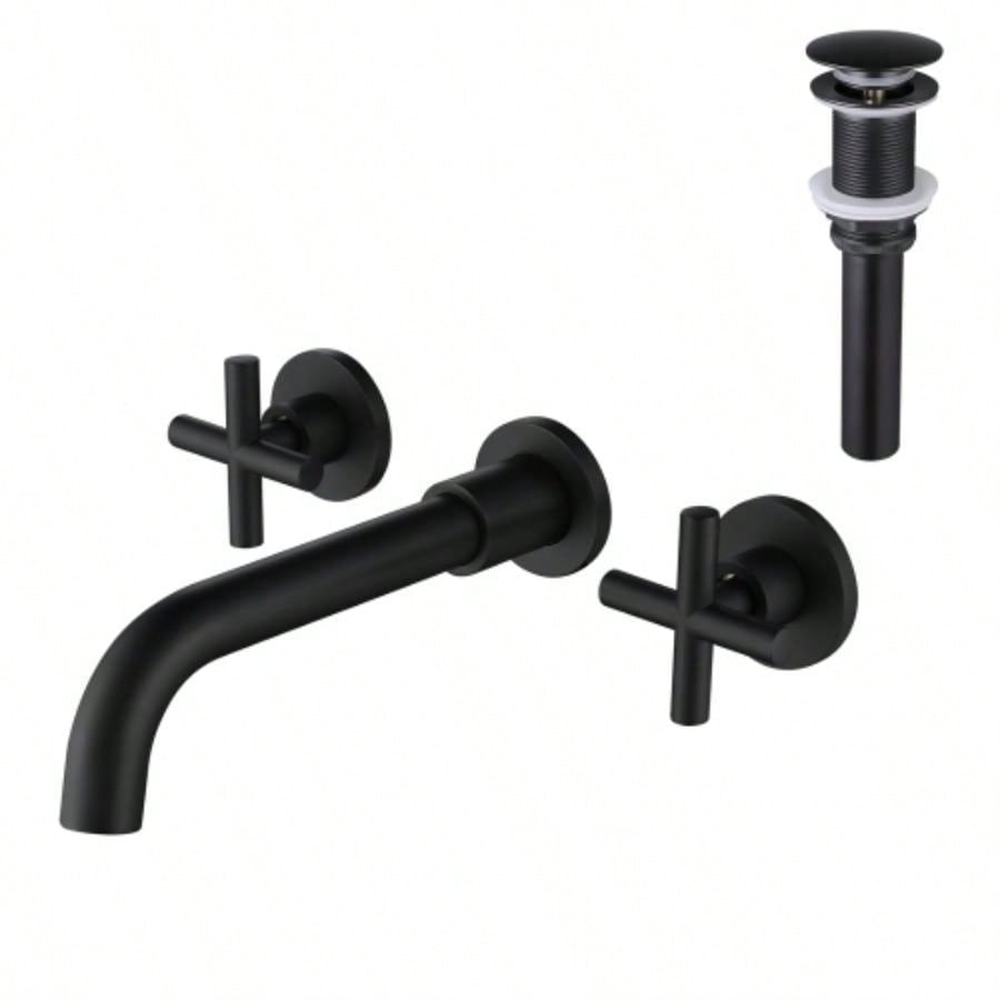 Waterfall Spout Bathroom Sink Single Handle Faucet with - Up Drain No Overflow