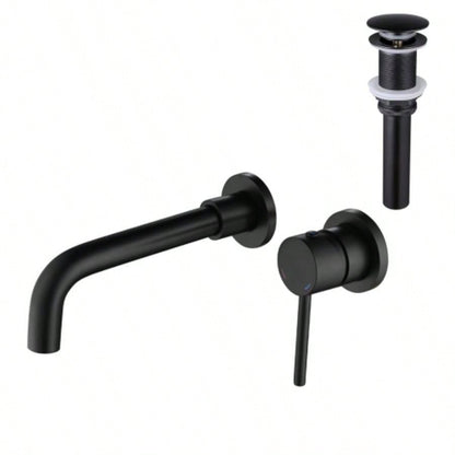 Waterfall Spout Bathroom Sink Single Handle Faucet with - Up Drain No Overflow
